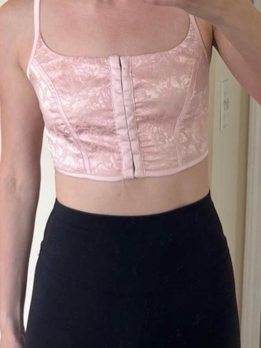 Adika Pink Floral Corset Crop Top